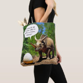 Dinosaurus Ei Triceratops Dino Dierlijke Humor Gra Tote Bag (Dichtbij)
