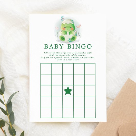 Dinosaurus Ei Waterverf Baby Bingo Uitnodiging
