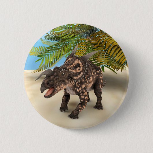 Dinosaurus Einiosaurus Ronde Button 5,7 Cm (Voorkant)