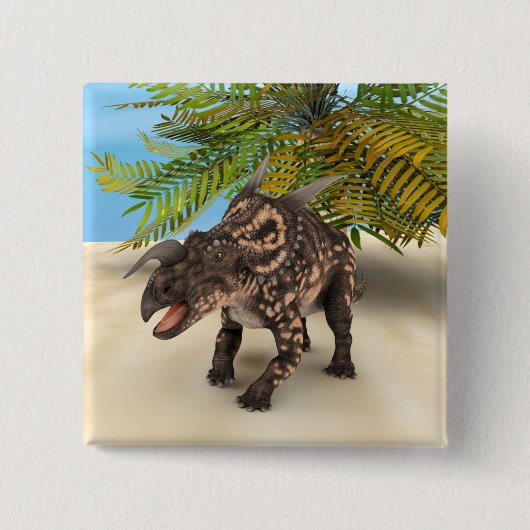 Dinosaurus Einiosaurus Vierkante Button 5,1 Cm (Voorkant)