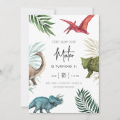 Dinosaurus elk jaar verjaardag uitnodiging (Voorkant)