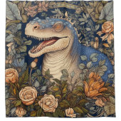 Dinosaurus en bloemen art nouveau stijl douchegordijn (Voorkant)