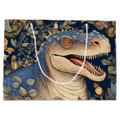 Dinosaurus en bloemen art nouveau stijl groot cadeauzakje (Achterkant)