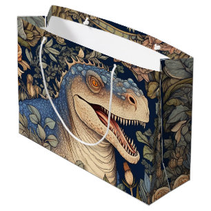 Dinosaurus en bloemen art nouveau stijl groot cadeauzakje