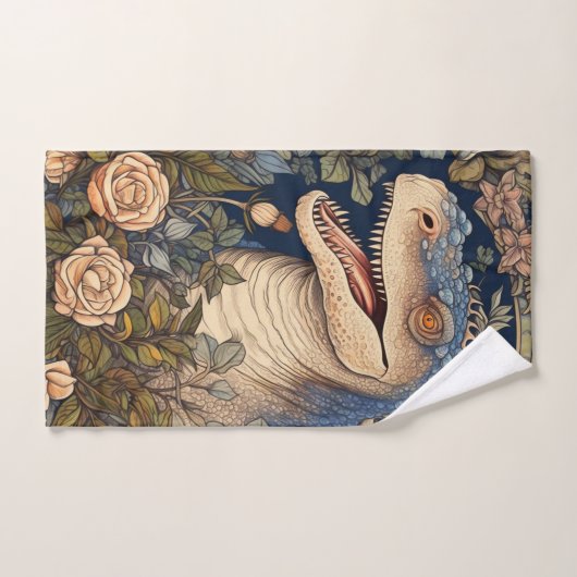 Dinosaurus en bloemen art nouveau stijl handdoek (Handdoek)