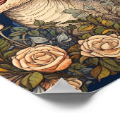 Dinosaurus en bloemen art nouveau stijl poster (Hoek)