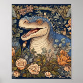 Dinosaurus en bloemen art nouveau stijl poster (Voorkant)