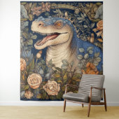 Dinosaurus en bloemen art nouveau stijl wandkleed (In situ)