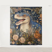 Dinosaurus en bloemen art nouveau stijl wandkleed (Voorkant)