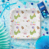 Dinosaurus en Cupcake Happy Birthday Design Papieren Bordje (Feest)