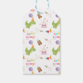 Dinosaurus en Cupcake Verjaardagsontwerp Cadeaulabel (Achterkant)