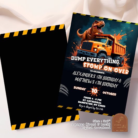 Dinosaurus en Dump Stuck Gewrichtsverjaardag Kaart