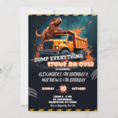 Dinosaurus en Dump Stuck Gewrichtsverjaardag Kaart (Voorkant)