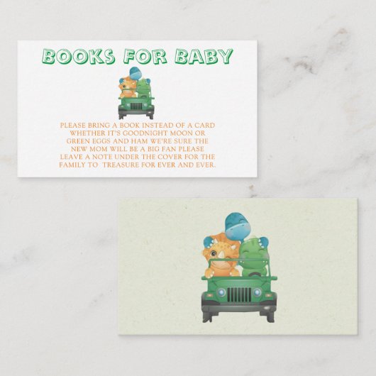 Dinosaurus en een oldtimer Boeken voor Baby Informatiekaartje (Voorkant / Achterkant)