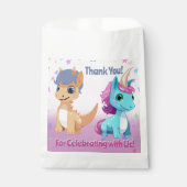 Dinosaurus en Eenhoorn Joint Party Favors Bag Bedankzakje (Voorkant)