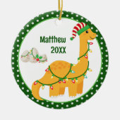 Dinosaurus en Eieren Gepersonaliseerde Kinder Kers Keramisch Ornament (Voorkant)