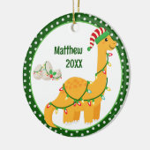 Dinosaurus en Eieren Gepersonaliseerde Kinder Kers Keramisch Ornament (Links)