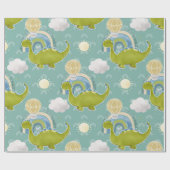 Dinosaurus en heteluchtballonpatroon Baby shower Cadeaupapier (Vlak)