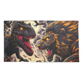 Dinosaurus en Leeuw gevecht Kussensloop (Achterkant)