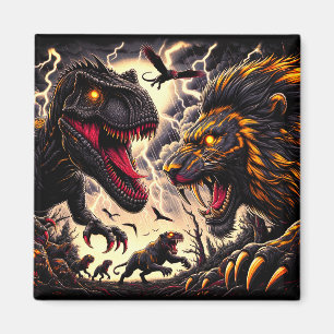 Dinosaurus en Leeuw gevecht Magneet
