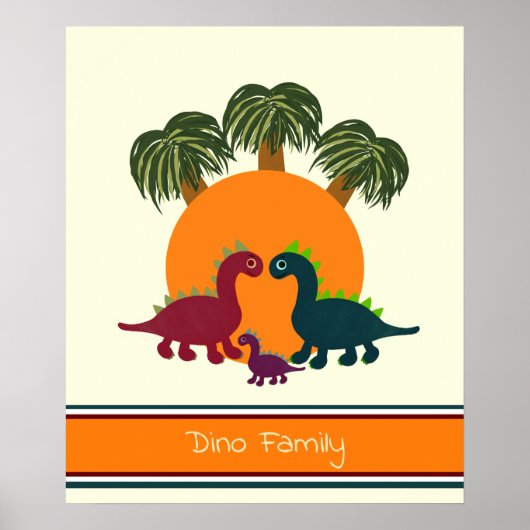 Dinosaurus en palmen poster (Voorkant)