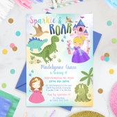 Dinosaurus en Prinses Uitnodiging Jongen Meisje