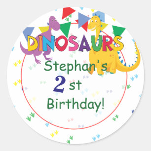 Dinosaurus en Ridder Verjaardagsfeestje stickers