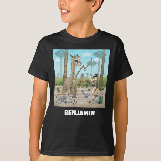 Dinosaurus- en Steentijdfeestje T-shirt (Voorkant)
