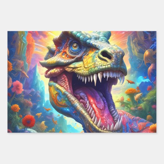 Dinosaurus Fantasy T-Rex Inpakpapier Vel (Voorkant 3)