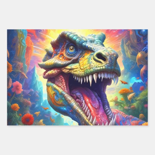 Dinosaurus Fantasy T-Rex Inpakpapier Vel (Voorkant 2)