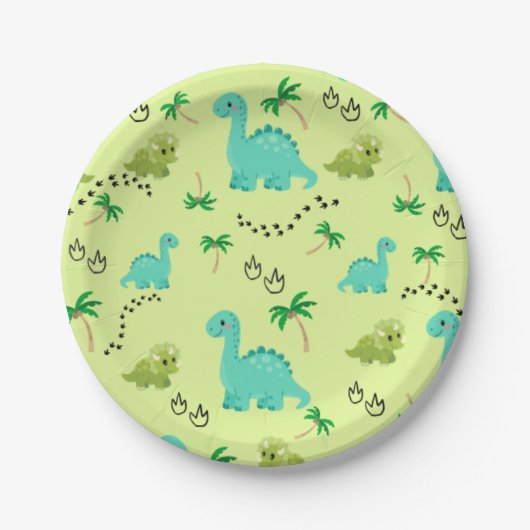 Dinosaurus Feest Artikelen Papieren Bordje (Voorkant)