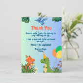 Dinosaurus Feest Dank Je Kaart (Staand voorkant)