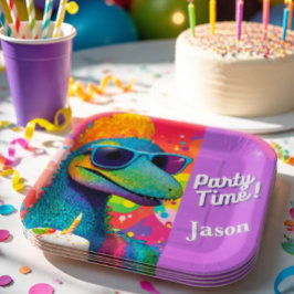 Dinosaurus Feest Papieren Borden Bordje