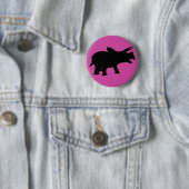 Dinosaurus Feest Roze Ronde Button 5,7 Cm (In situ)