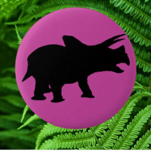 Dinosaurus Feest Roze Ronde Button 5,7 Cm