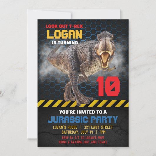 Dinosaurus Feest Uitnodiging (Voorkant)