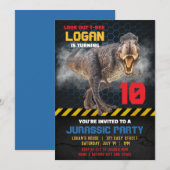 Dinosaurus Feest Uitnodiging (Voorkant / Achterkant)