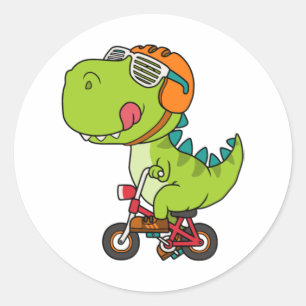 dinosaurus fietst ronde sticker