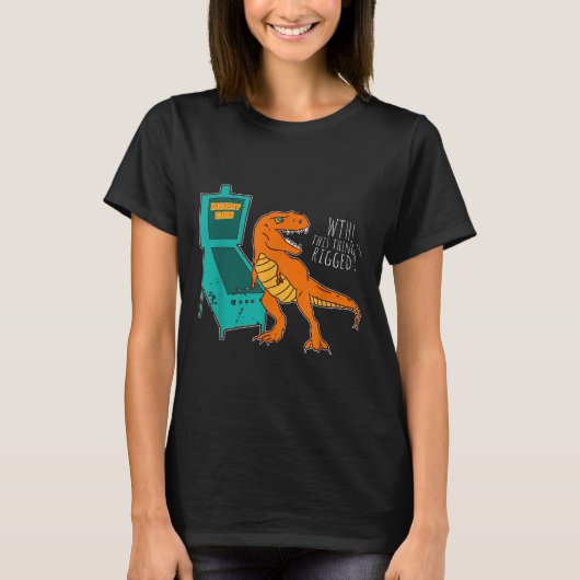 Dinosaurus Flipperwizard Arcade Machine Speler Afb T-shirt (Voorkant)
