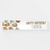 Dinosaurus fossiel kind feestje verjaardagsbanner spandoek (Horizontaal)