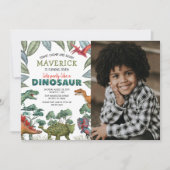Dinosaurus Foto Kinderverjaardagsfeest Uitnodiging (Voorkant)