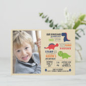 Dinosaurus foto verjaardagsuitnodigingen kaart (Staand voorkant)