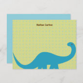 Dinosaurus Fun Flat Hartelijk dank Notitiekaartje (Voorkant / Achterkant)