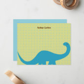 Dinosaurus Fun Flat Hartelijk dank Notitiekaartje (Voorkant / Achterkant in situ)