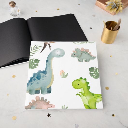 Dinosaurus gastenboek verjaardag (Voorkant open)
