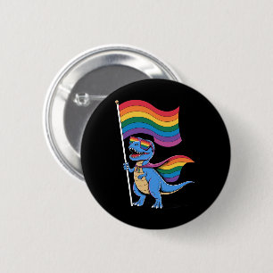 Dinosaurus Gay Pride LGBT Regenboogvlag  Ronde Button 5,7 Cm