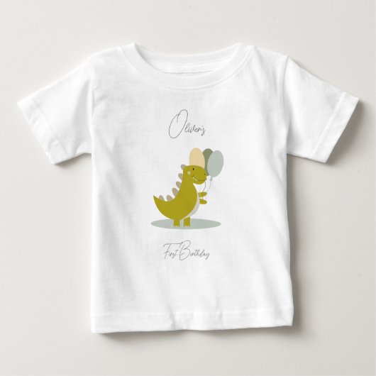 Dinosaurus Geel Groen Grijs Eerste Verjaardag (Voorkant)