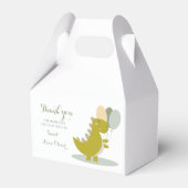 Dinosaurus Geel Groen Grijs Eerste Verjaardag Bedankdoosjes (Achterkant)