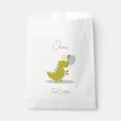 Dinosaurus Geel Groen Grijs Eerste Verjaardag Bedankzakje (Voorkant)