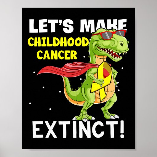 Dinosaurus Gele Lint Kinderkanker Bewustzijn Poster (Voorkant)